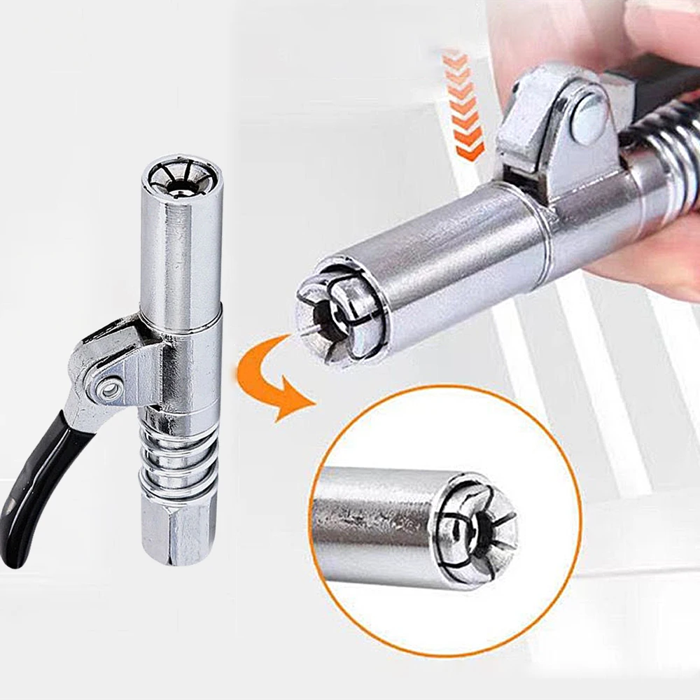 

1/8NPT Grease Gun Coupler Zerk 10000PSI Grease Coupler Fitting Tip Lock-On PSI 1/8" NPT Self-Locking Press SAE Fitting Adapter