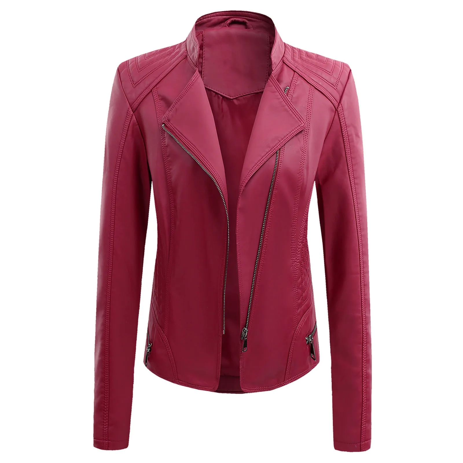 

Мотоциклетная Куртка, черная верхняя одежда из искусственной кожи, Женское пальто с длинным рукавом, повседневная верхняя одежда, уличная о...