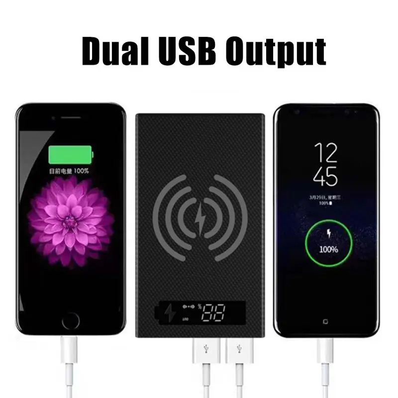 Комбинированный чехол для аккумулятора 18650 с ЖК дисплеем и беспроводной зарядкой