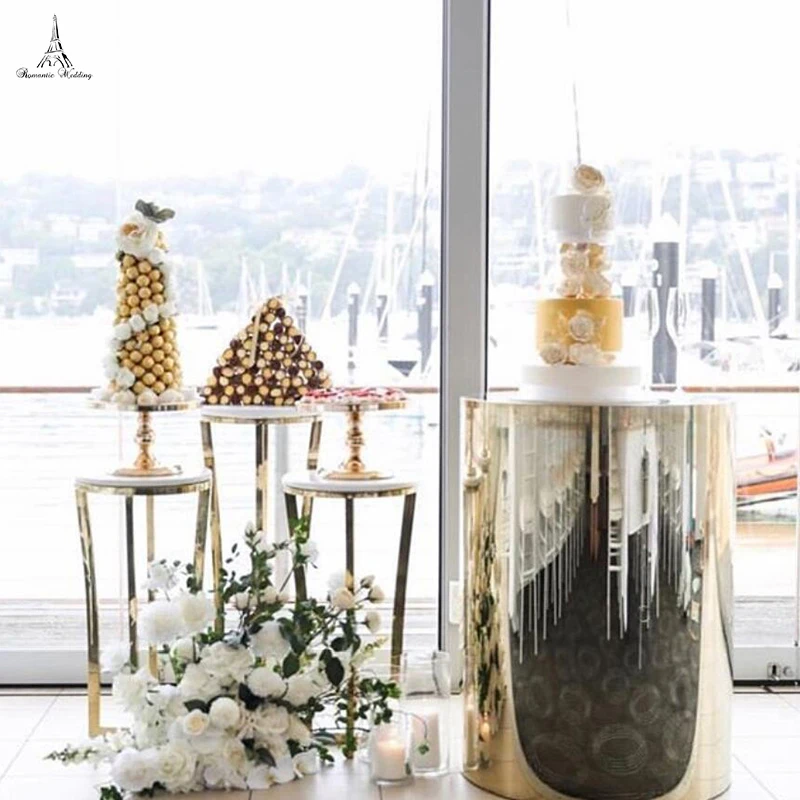 Лучший романтический набор из 3 шт./Золотистая и белая подставка для торта