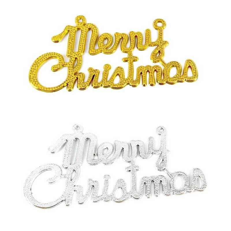 Рождественские украшения подвески пластиковые английские золотые Счастливого