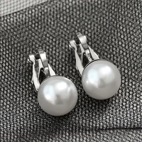 2021 elegant simulated pearl clip earring round fashion no pierced woman earring bride wedding charm jewelry
