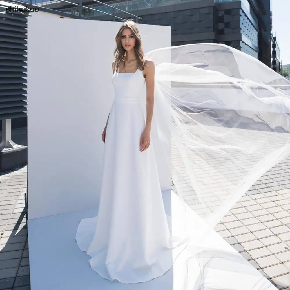 Фото Женское атласное платье без рукавов Элегантное свадебное из джерси с квадратным