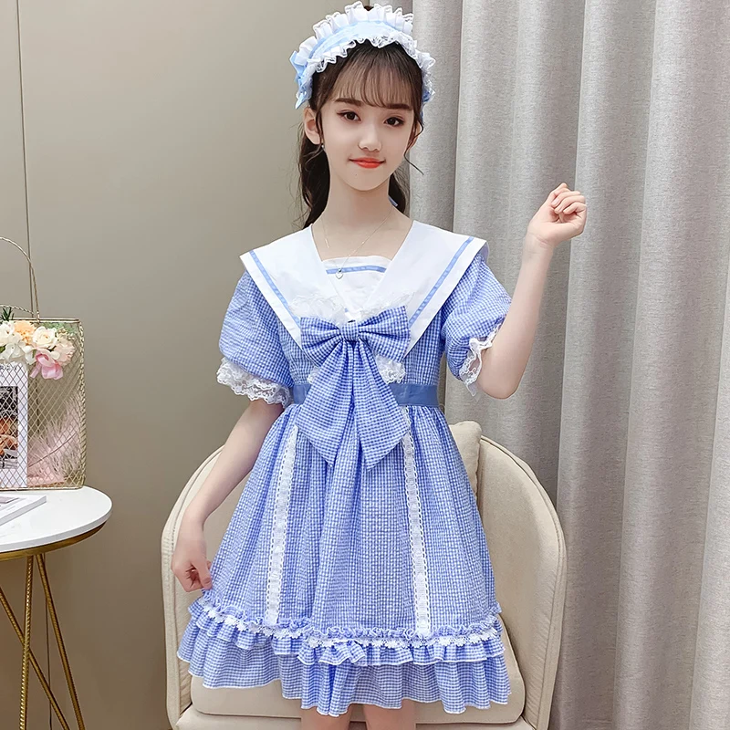 

Tz Boutique 2021 Summer New Lolita Small Broken Grid Dress Dress 4 To 12 Years Old Princess Dress Daily Comfortable