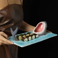 ceramic sushi plate shark shape rectangle cheese board dining table kitchen decoration 2022 new fashion