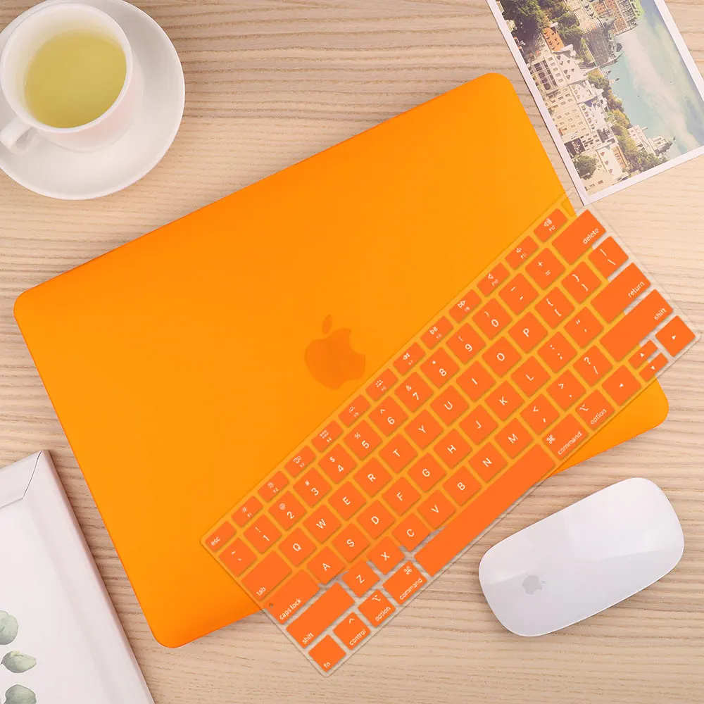 Matte Orange Чехол для ноутбука 4 в 1 для MacBook Air 11, 13 дюймов и Pro retina 13,3, 15,,,, кристально Матовый Жесткий чехол для клавиатуры - Цвет: Matte Orange