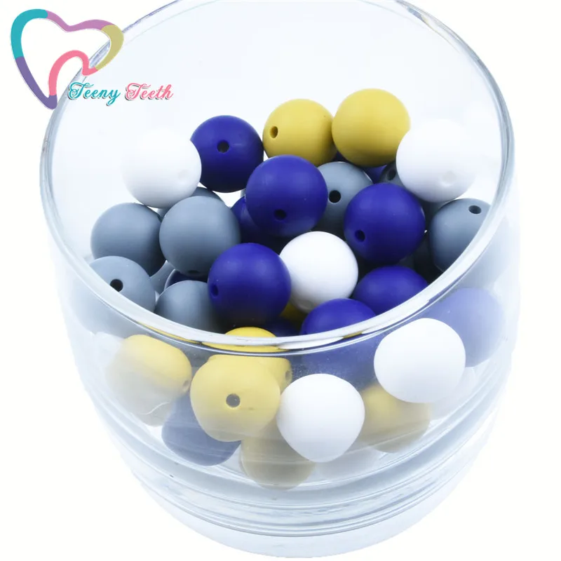 Cuentas redondas de silicona para dentici&oacute;n de beb&eacute;, collar de mordedor de silicona de grado alimenticio, sin BPA, 20 Uds., 9-15 MM-1