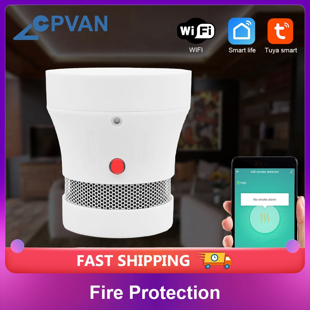 CPVan 2 шт. WiFi детектор дыма Tuya APP подключение CE Сертифицированный TUV