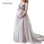 YULUOSHA вечернее платье для беременных женщин с V-образным вырезом, открытой спиной, блестками, без рукавов, Длинные вечерние платья