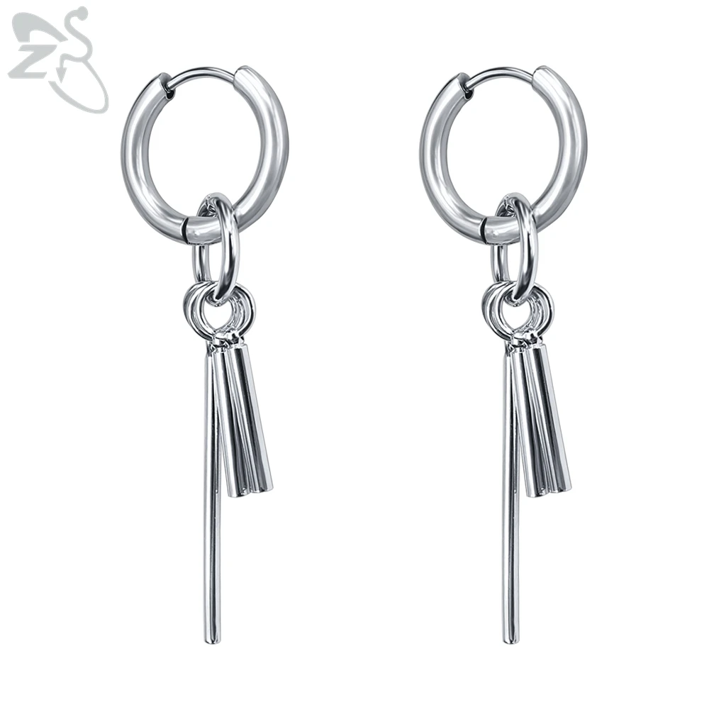 2 pcs-5 ZS серьги-кольца из нержавеющей стали с крестиком и перьями Kpop, мужские круглые висячие серьги в стиле хип-хоп, рок-ролл, панк, ювелирные изделия, aros mujer - Окраска металла: 2 pcs-5
