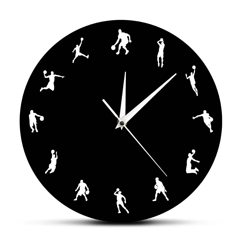 Настенные часы для баскетбола спортивные игроков в минималистичном дизайне