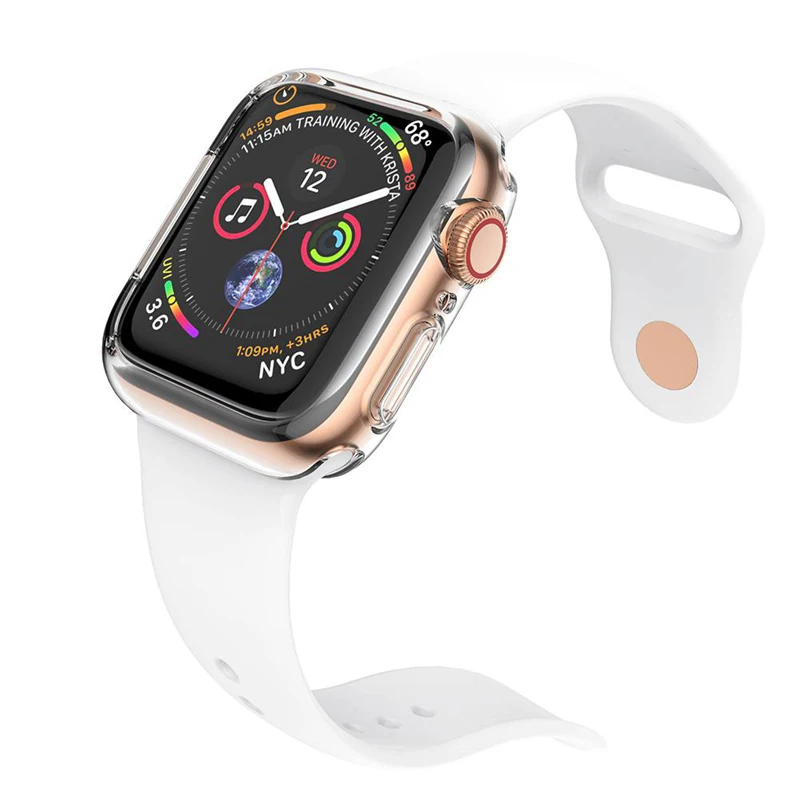 Силиконовый Смарт-часы защитный чехол для экрана Apple Watch Series 4 44/40 мм мягкий полный