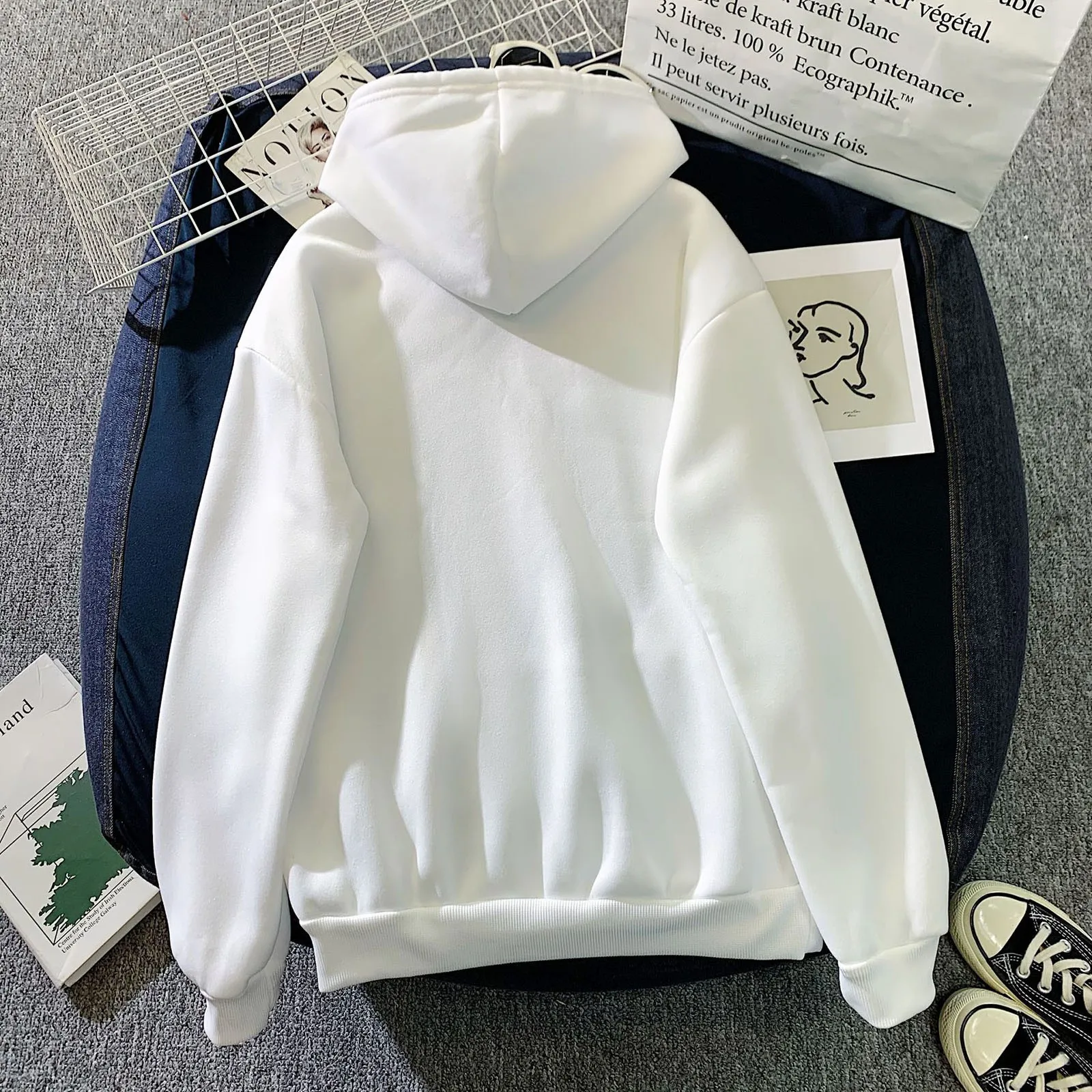 60# Fashion Hoodies Women Print Long Sleeve Splice Cartoon Print Sweatshirt Tops Hoodies With Pocket Sudaderas Para Mujer