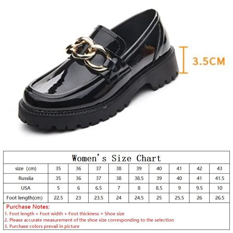 

Giyu New Spring 2021 Loafers Women's shoes rubber Genuine Leather Slope heel black British style