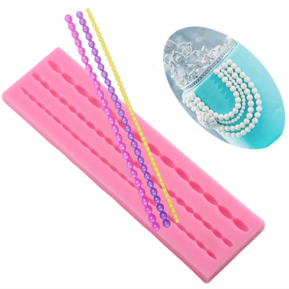 

The New Pearl Bead Chain Silicone Fondant Mould Cake Chocolate Decorating Baking Mold DIY Kitchen Accessories AD1024
