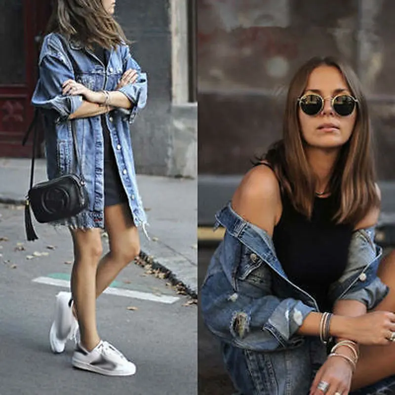 

Autumn Winter Solid Turn-down Collar Jean Jacket for Women Loose Casual Fashionable Women Coats Female Outwear Denim Feminine
