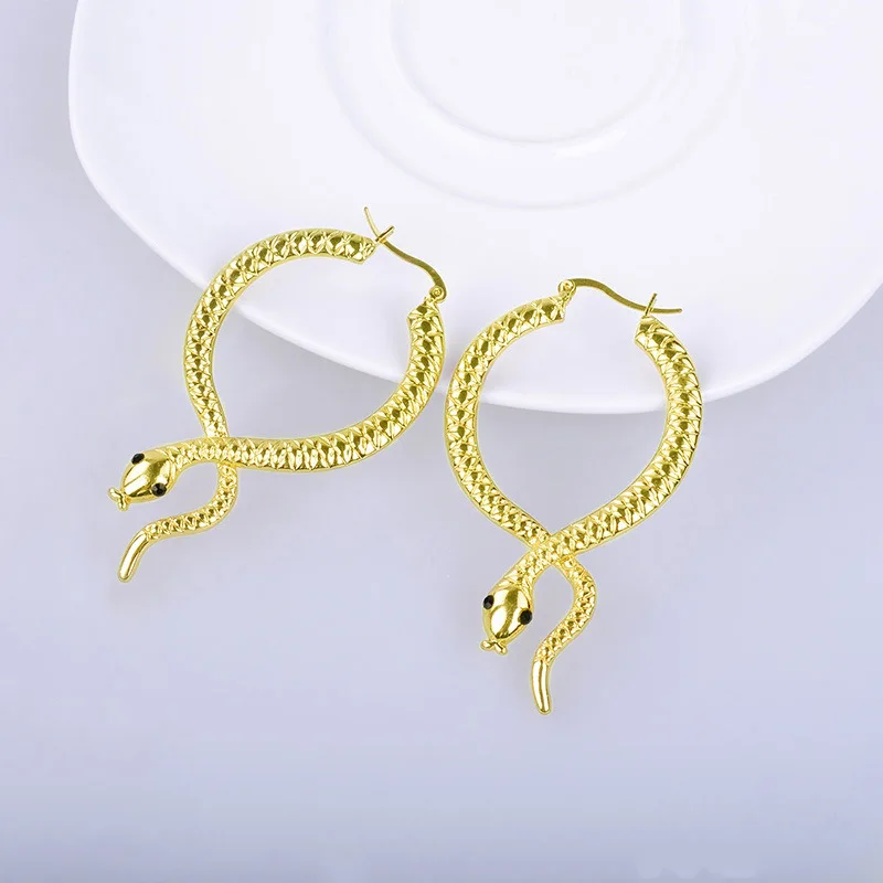 Золотые серьги-кольца милая змея для женщин серьги подвески женские золотые |