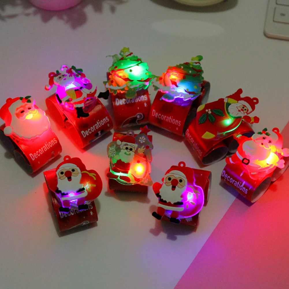1PCS Flash Light Up Christmas Slap Bracelet Xmas Pa Ring Pat Hand Circle Decoration Party Favors (Random) | Дом и сад