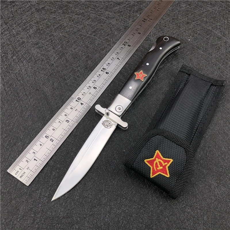 

Russian Finka NKVD KGB EDC Manual Folding Pocket Jack Knife Black Ebony Handle 440C Blade Mirror Finish Outdoor Camping Knives