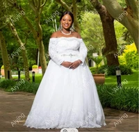 beautiful plus size long sleeves wedding dresses court train vestido de novia african lace beading a line bridal dress