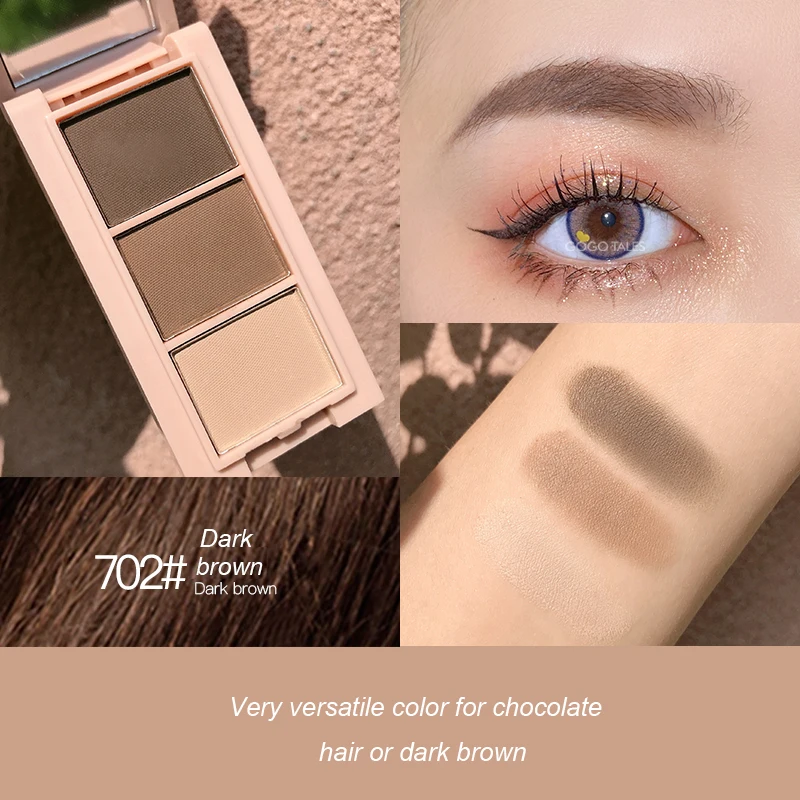 

3 Color Waterproof Eyebrow Powder Eye Shadow Eye Brow Palette Eyeshadow Cake Makeup Brush Eyebrow Enhancer Professional Brows