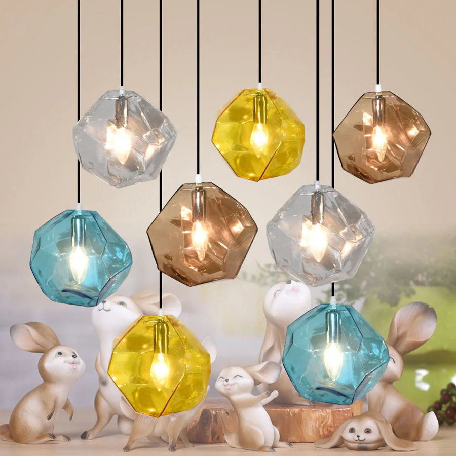 

Modern Minimalist Colorful Glass Hanging Light Glass Pendant Light Bedroom Living Room Restaurant Cafe Lighting Lamp
