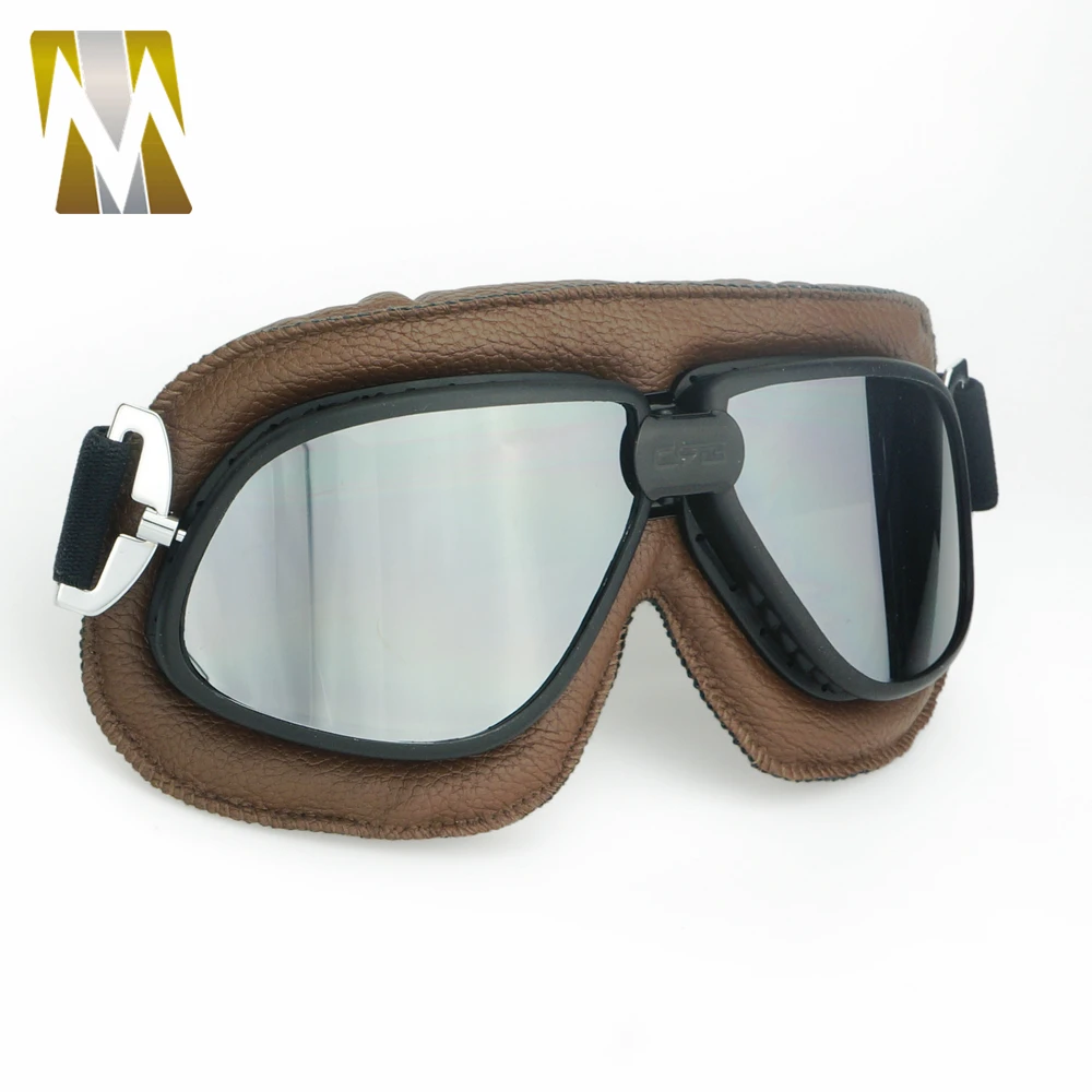 Винтажные очки авиаторы зеркальные линзы шлем мотоциклетные байкерские кожаные