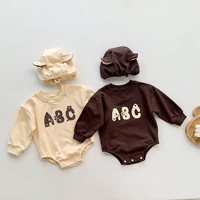 baby clothes sets 100cotton letter bodysuit long sleeve boy romper sweater with cute hat 2pcs autumn fall girl toddler outfits