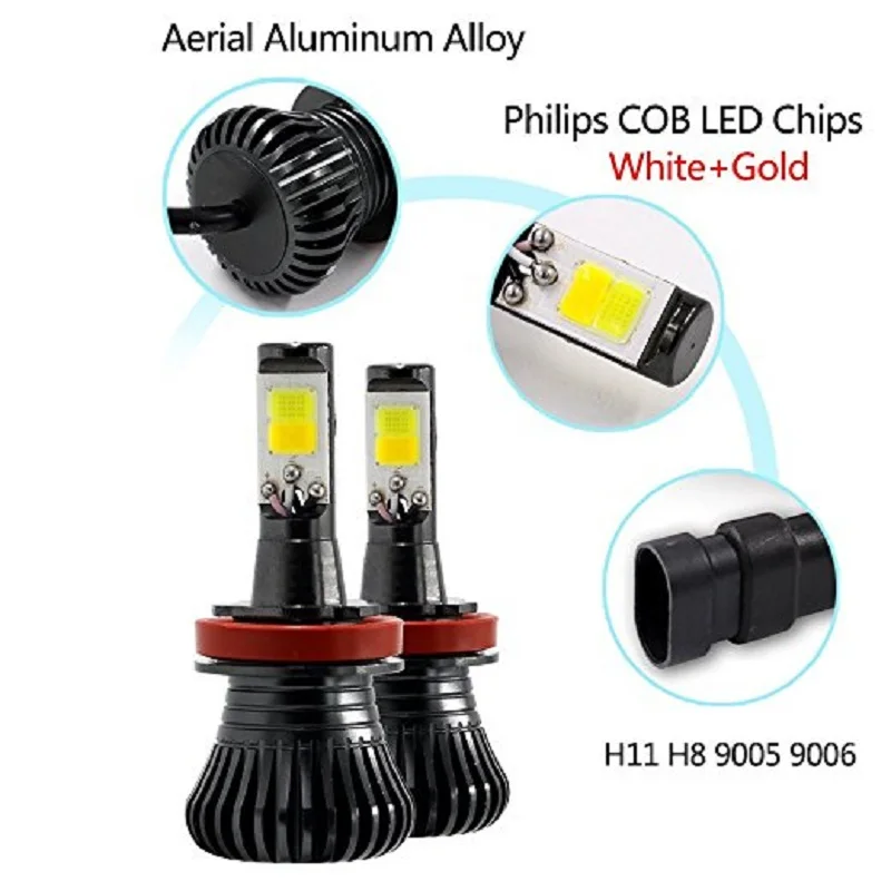 2 шт. двухцветная автомобильная лампа с поворотом 30 Вт светодиодные