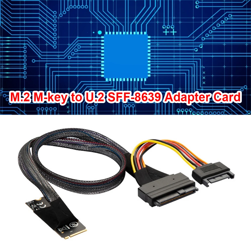 

M.2 M Key to U.2 Adapter Cable SATA 15-Pin Power SATA 15-Pin Transfer Cable for Internal 2.5 inch SFF-8639 SSD