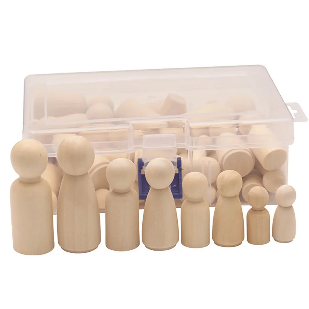 Juego de 50 unids/set de mu&ntilde;ecas masculinas y femeninas de madera, de 35/43/55/65mm, con pintura a Color, decoraciones para cuerpos, juguetes para garabatos-2