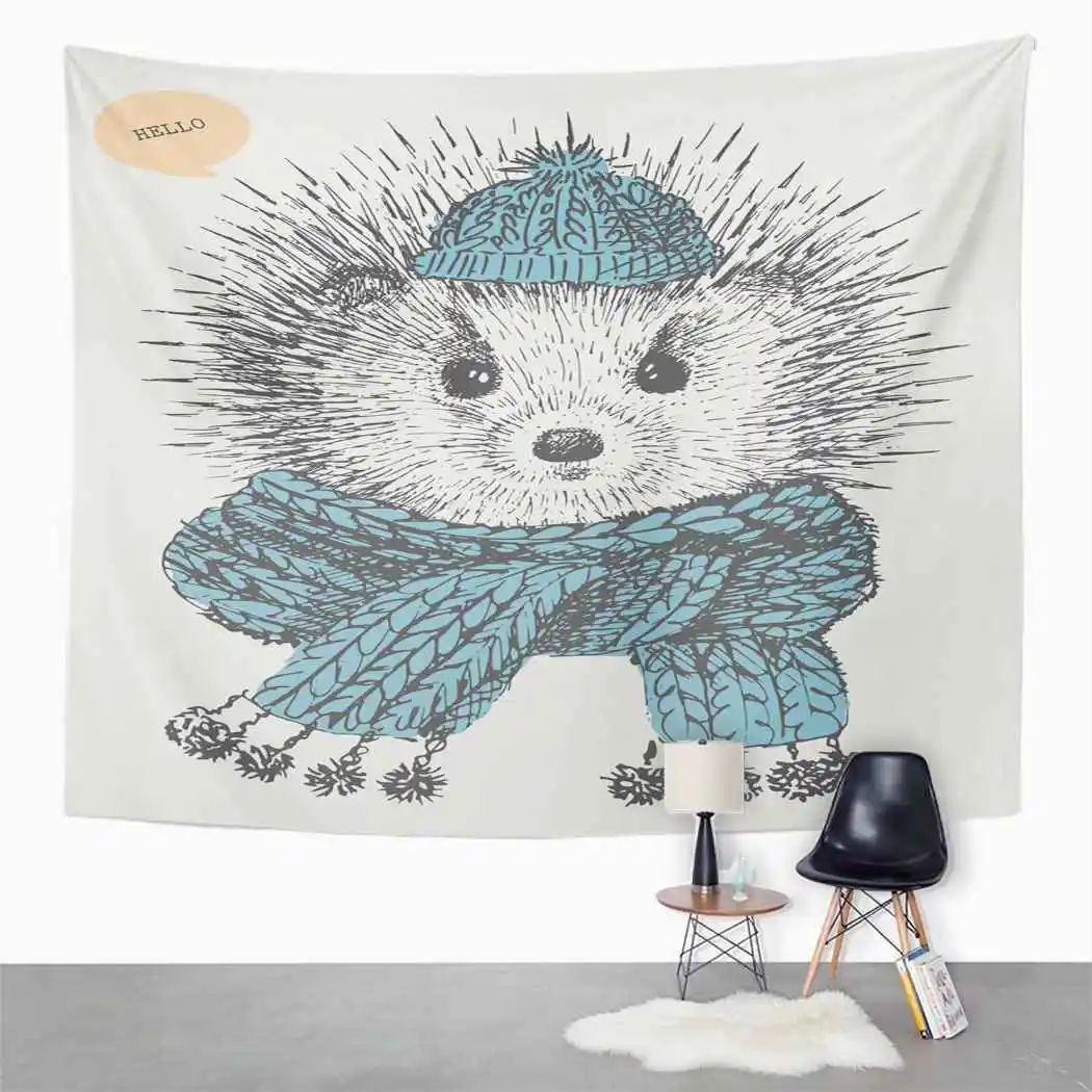 

Pretty Tapestry Hedgehog Scarf Tapestry For Bedroom Room Decor Wall Hanging Wall Art Tapestry Picnic Mat Beach Towel Bed Cover