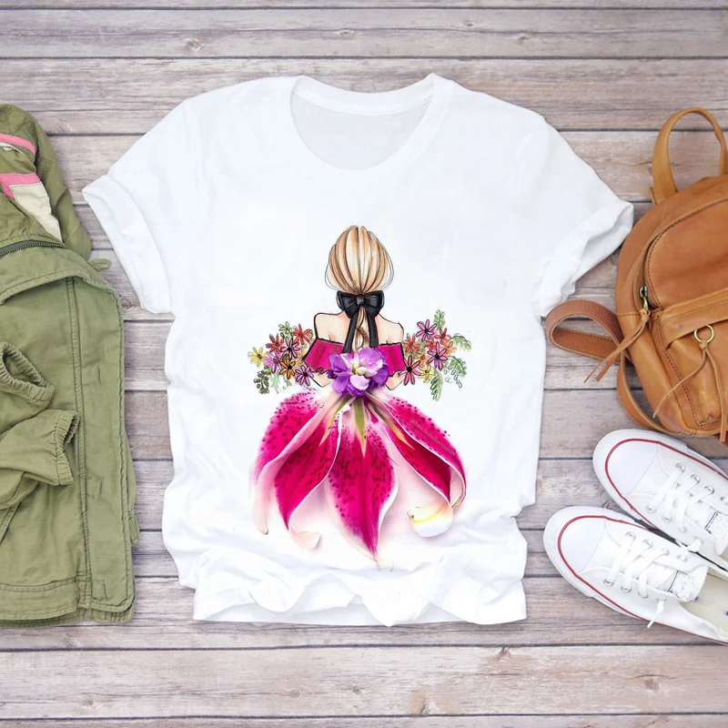 Женская футболка с принтом 3D цветок Милая коротким рукавом Harajuku женская Забавный