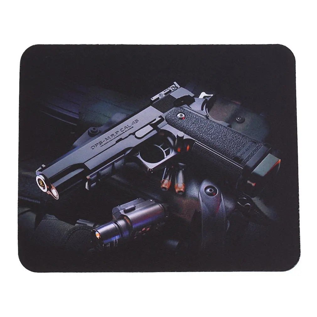 gun picture anti slip laptop computer pc mice gaming mouse pad mat mousepad for optical laser mouse office desk accessories free global shipping