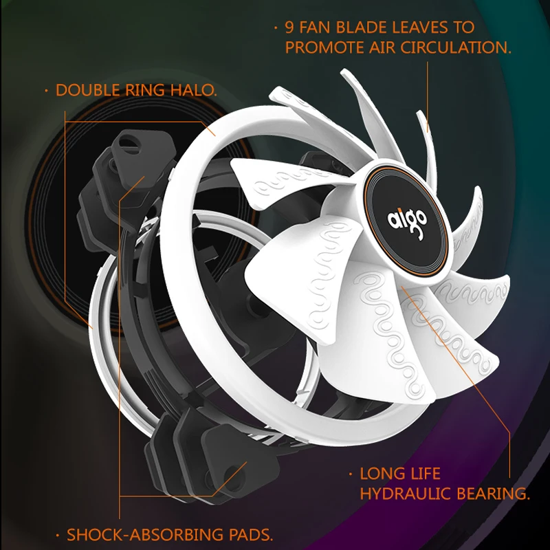 Aigo DR12 PC Вентилятор охлаждения Rgb вентилятор 120 мм 12 в бесшумный Argb аура