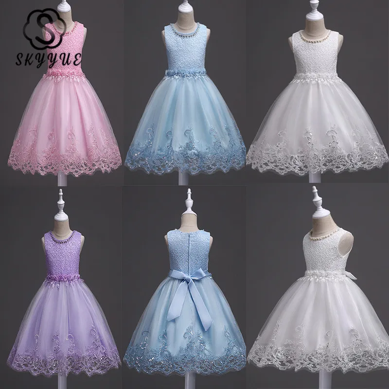 Skyyue/Платья с цветочным узором для девочек Модные платья причастия аппликацией и