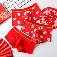 new boxer shorts men chinese new year pure cotton breathable red shorts u convex pouch boxer briefs intimate underwear panties