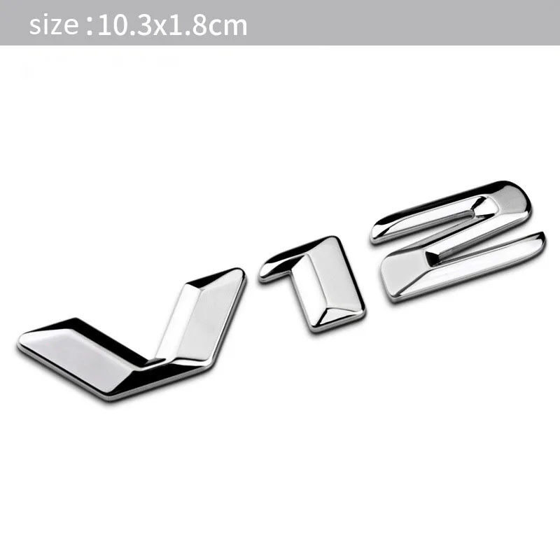 

1Pcs 3D Metal V12 Car Side Fender Rear Trunk Emblem Badge Sticker Decals for Maybach V12,Car decoration stickers