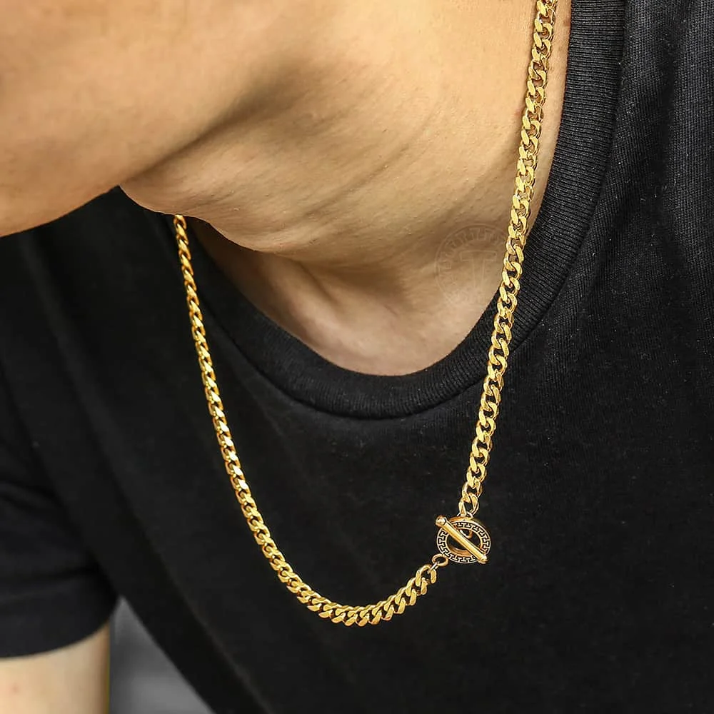 5mm Stainless Steel Chain Cuban Curb Link Necklace for Men Women Toggle Clasp Fashion Hip hop Jewelry TNS00703 | Украшения и