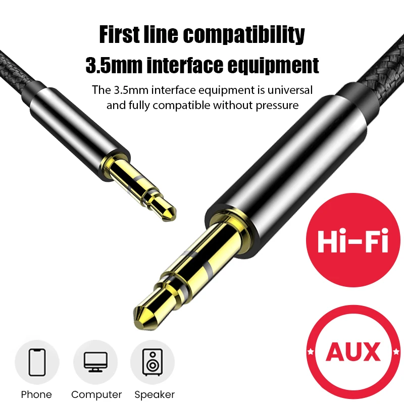 

AUX-кабель 3,5 мм, аудиокабель для Xiaomi 3,5 мм, штекер-штекер AUX, шнур для компьютера, ноутбука, разъем для наушников, кабель для динамика