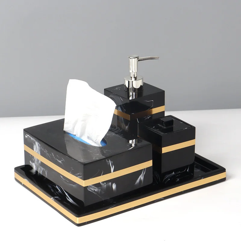 resin bathroom set liquid soap dispenserdish toothbrush holder gargle cup tray cotton swabtissue box sell separately nordic free global shipping