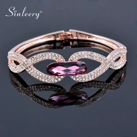 sinleery luxury hollow infinity bangle cuff for women rose gold color purple crystal bracelets best friends gifts zd1 ssa