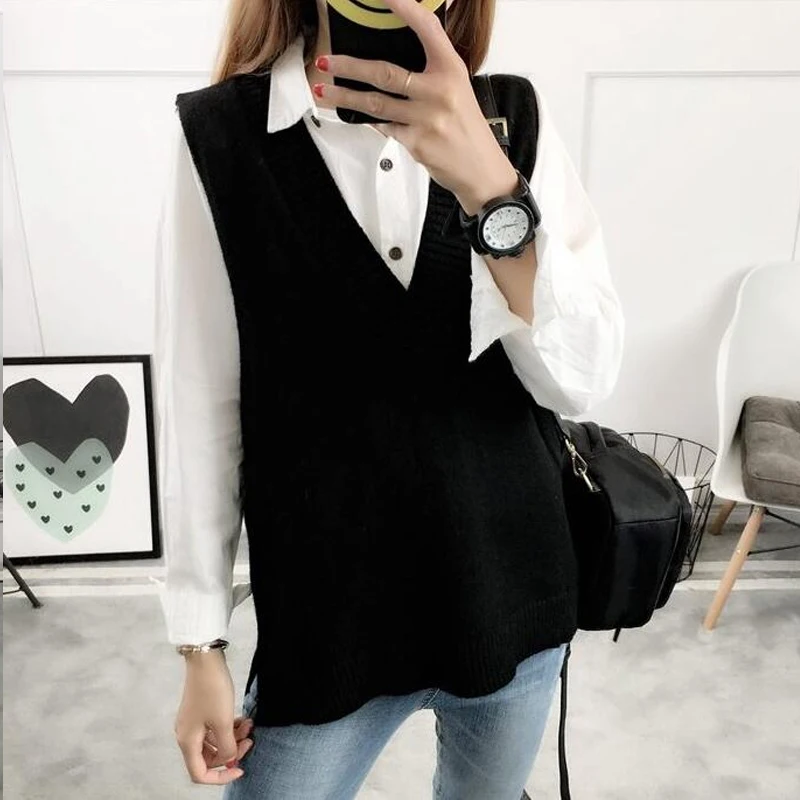 Весна 2021 вязаный жилет с V-образным вырезом женский свитер осень и зима новый