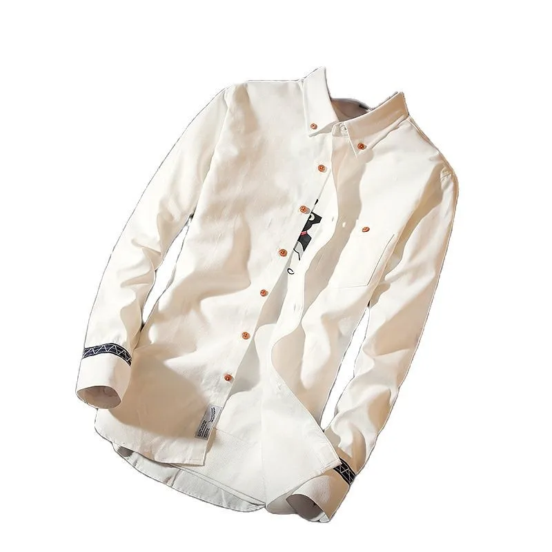 Рубашка мужская с длинным рукавом деловая Повседневная приталенная блуза цвет