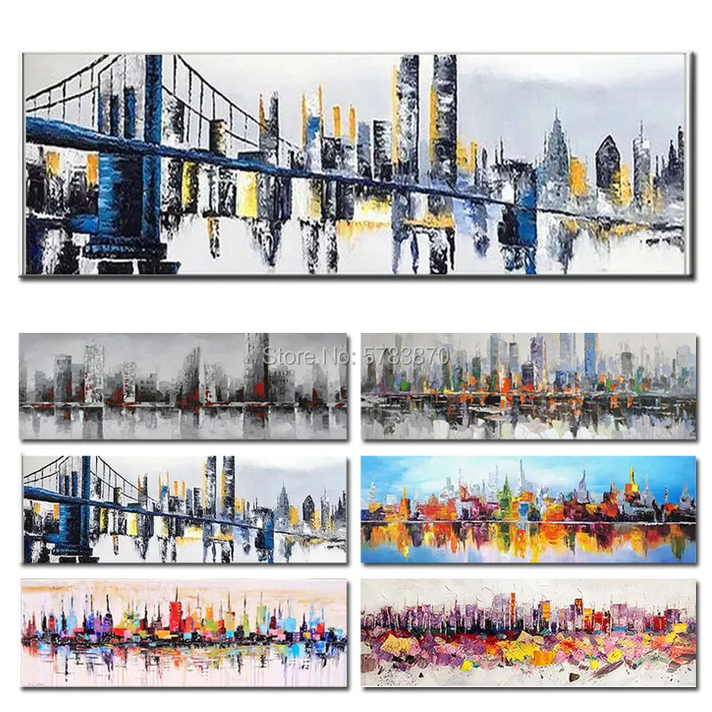 

Hand painted New York oil painting City Architecture Abstract Wall Art Oil Paintings on Canvas Wall Pictures Home Decor