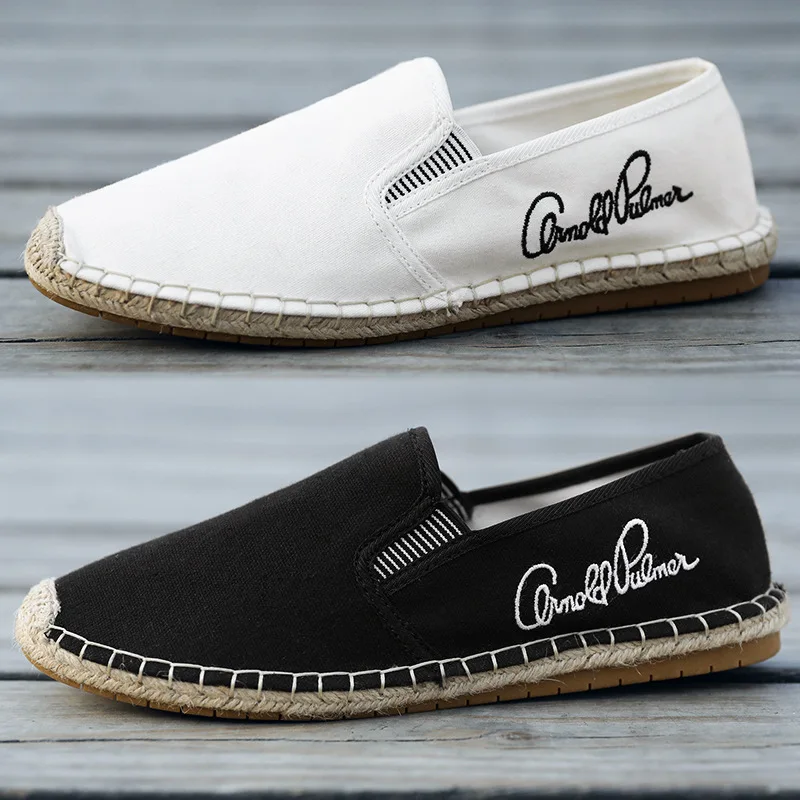 

Men Male Loafers Espadrilles For Men 2021 Summer Breathable Canvas Shoes Men Fashion Soft Slip On Mens Shoes Casual Hemp Wrap