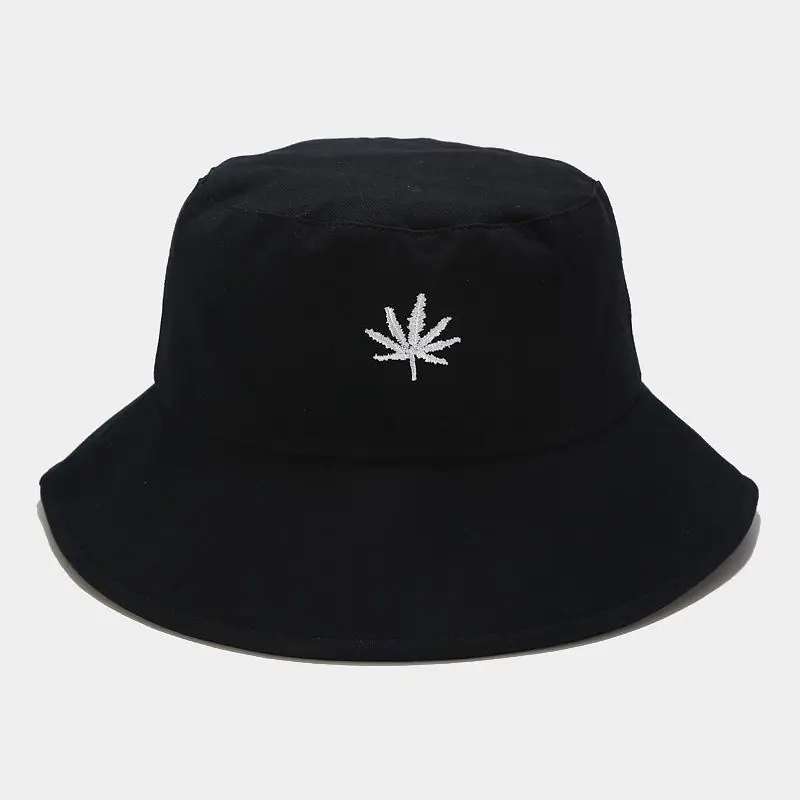 

Hats Unisex INS Casual Maple Leaf Embroidery Flat Top Big Brim Fisherman Hat Japanese Harajuku Youth Bucket Hat Hip Hop Outdoor