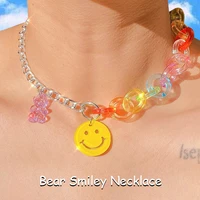 egirl style bear mushroom smiley necklace for women y2k jewelry harajuku strawberry necklace 2000s fashion aesthetic friendsgift