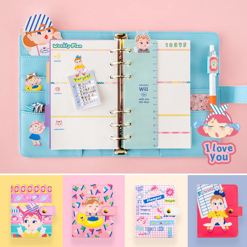 

A6 A7 Diary Notebook Cute Agenda Planner Organizer Korean Notepad Kawaii 6 Rings Note Book Spiral Handbook