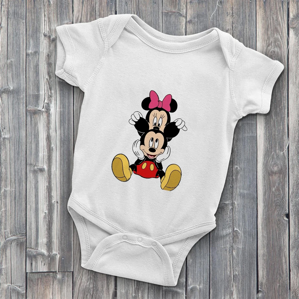 

Disney Cartoon Toddler Bodysuits Jumpsuit One-Pieces Onesie Mickey Minnie 0-24M Newborn Girls Boys White Cute Baby Clothes